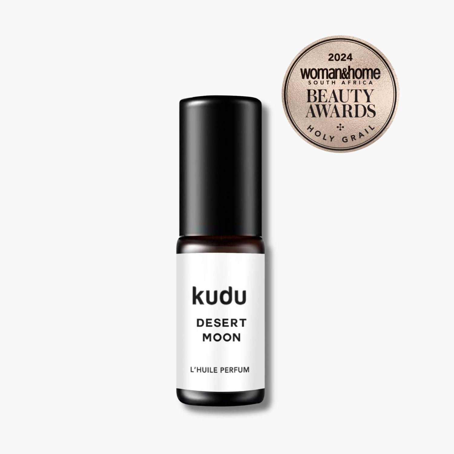 A rollon bottle with Kudu Cosmetica  award winning Desert Moon perfume oil.