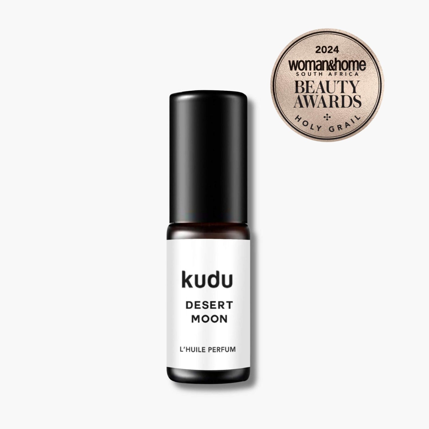 A rollon bottle with Kudu Cosmetica  award winning Desert Moon perfume oil.