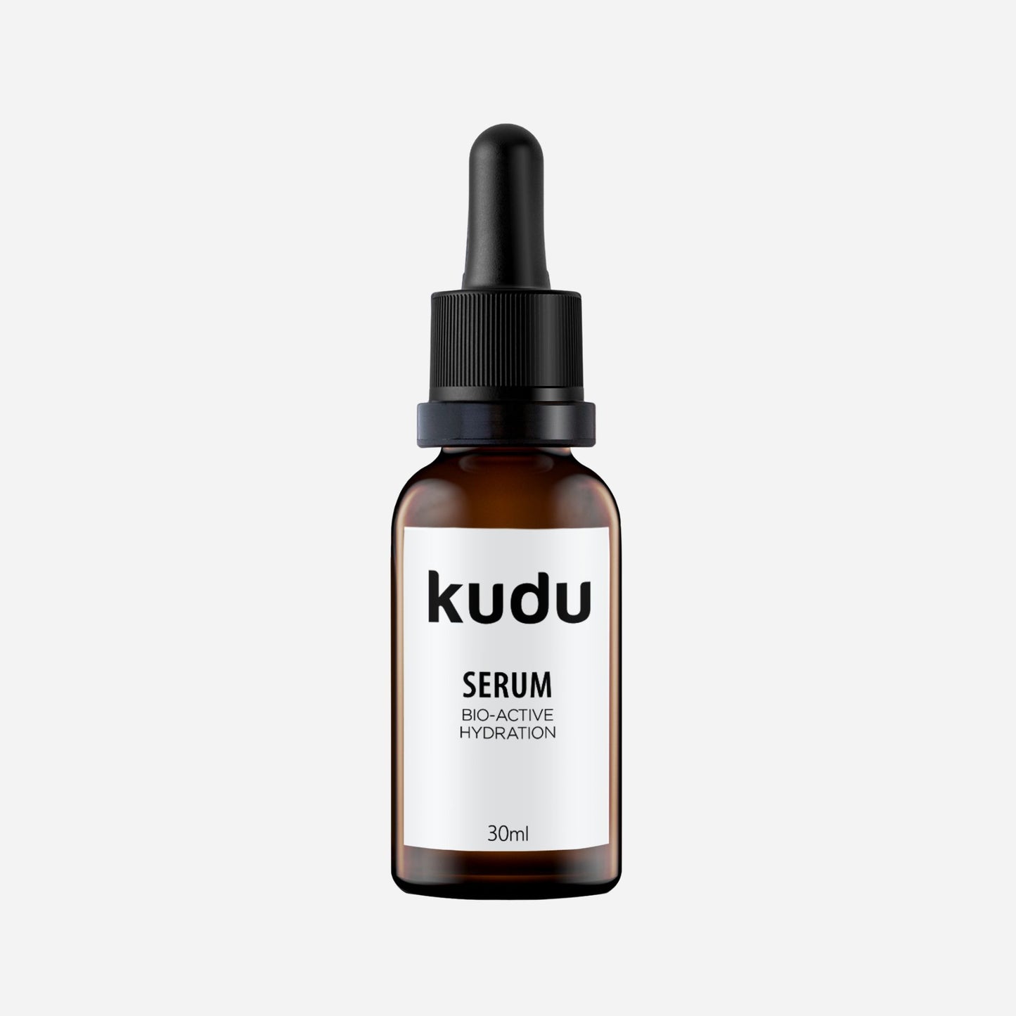 An amber glass nottle of Kudu Cosmetica Serum