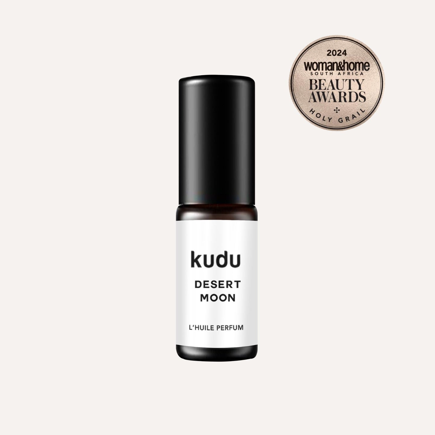 A rollon bottle with Kudu Cosmetica  award winning Desert Moon perfume oil.