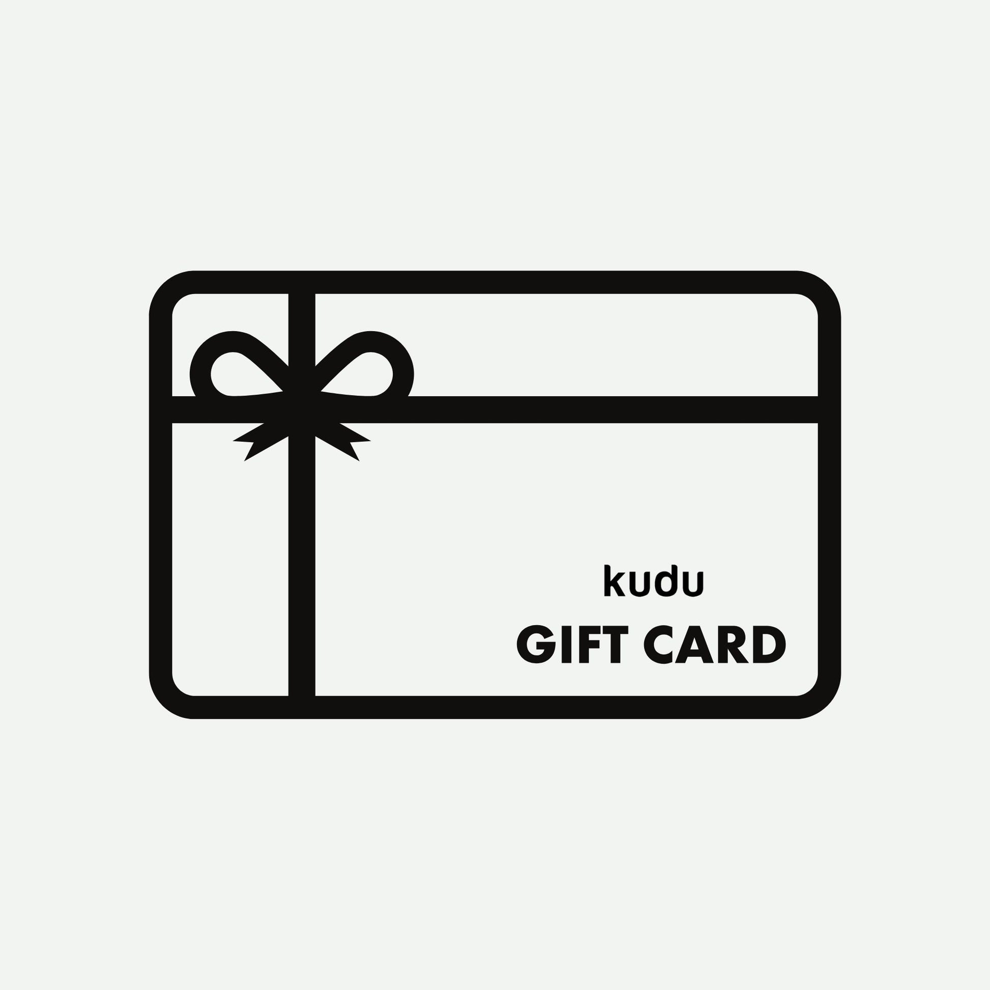 Kudu Cosmetica gift card on a plain background