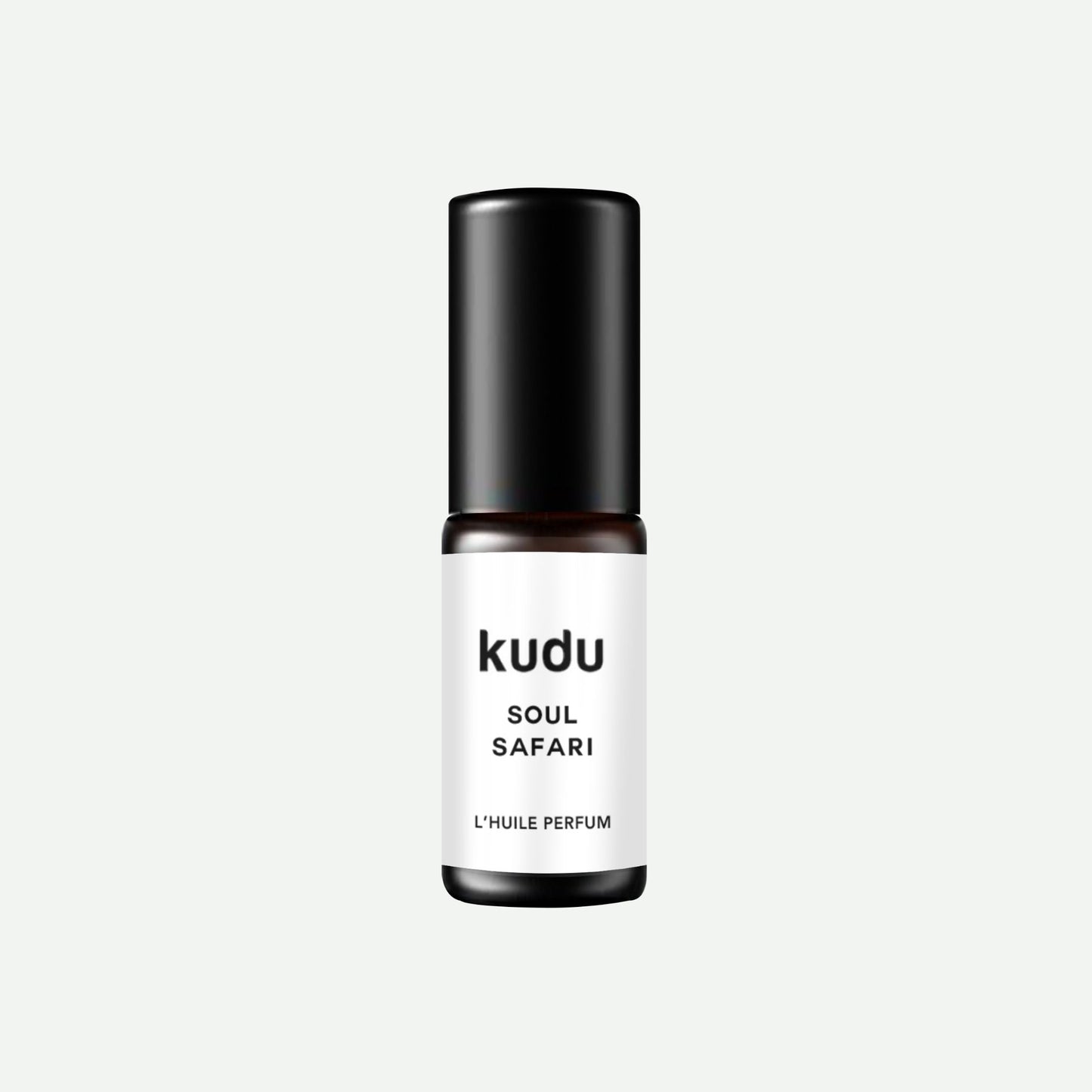 A rollon bottle of Kudu Cosmetica Soul Safari Perfume oil on a plain background.